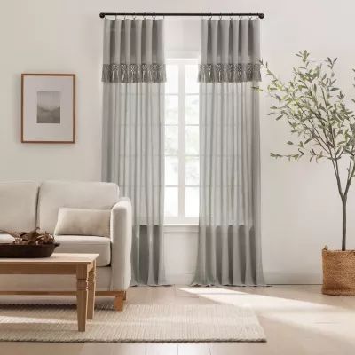 Mercantile Lucinda Ring Top Light-Filtering Single Curtain Panel
