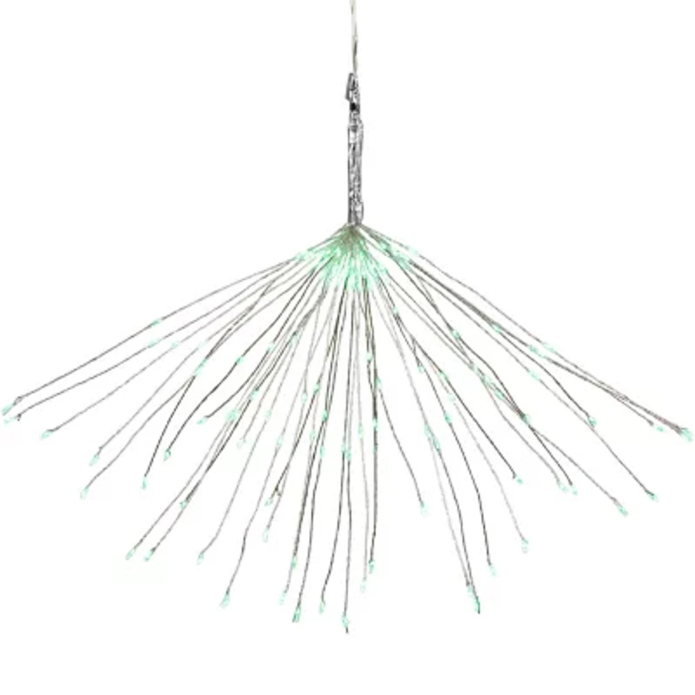 Northlight 20" Led Firework Silver Branch Decoration Green String Lights