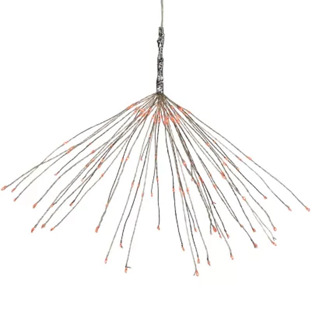 Northlight 20" Led Firework Silver Branch Decoration Red String Lights