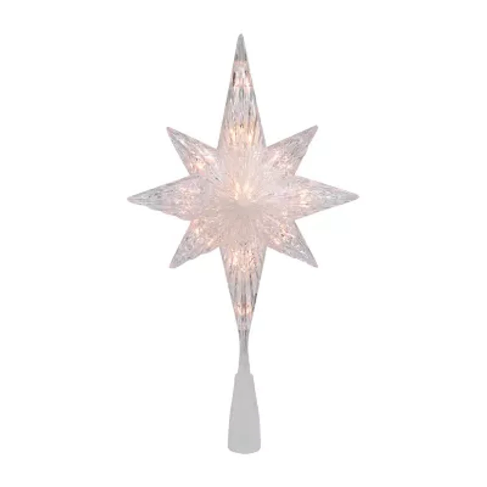 Northlight "11"" 8 Point Bethlehem Star Clear Lights Green Wire" Christmas Tree Topper