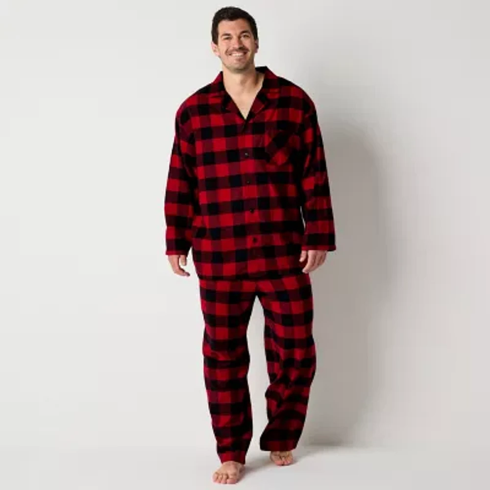 North Pole Trading Co. Mens Flannel Long Sleeve 2-pc. Matching Family Big Pajama Sets