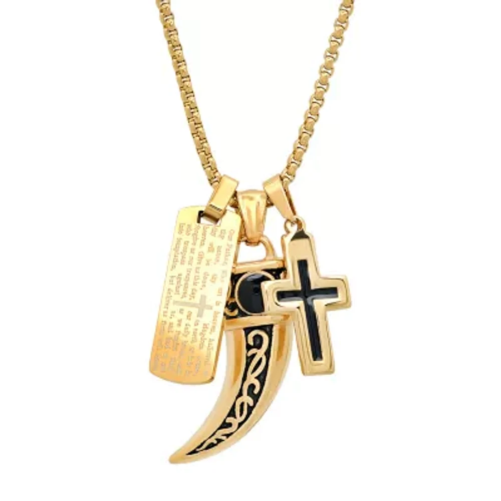 Mens 18K Gold Over Stainless Steel Hypoallergenic 24 Inch Pendant Necklace