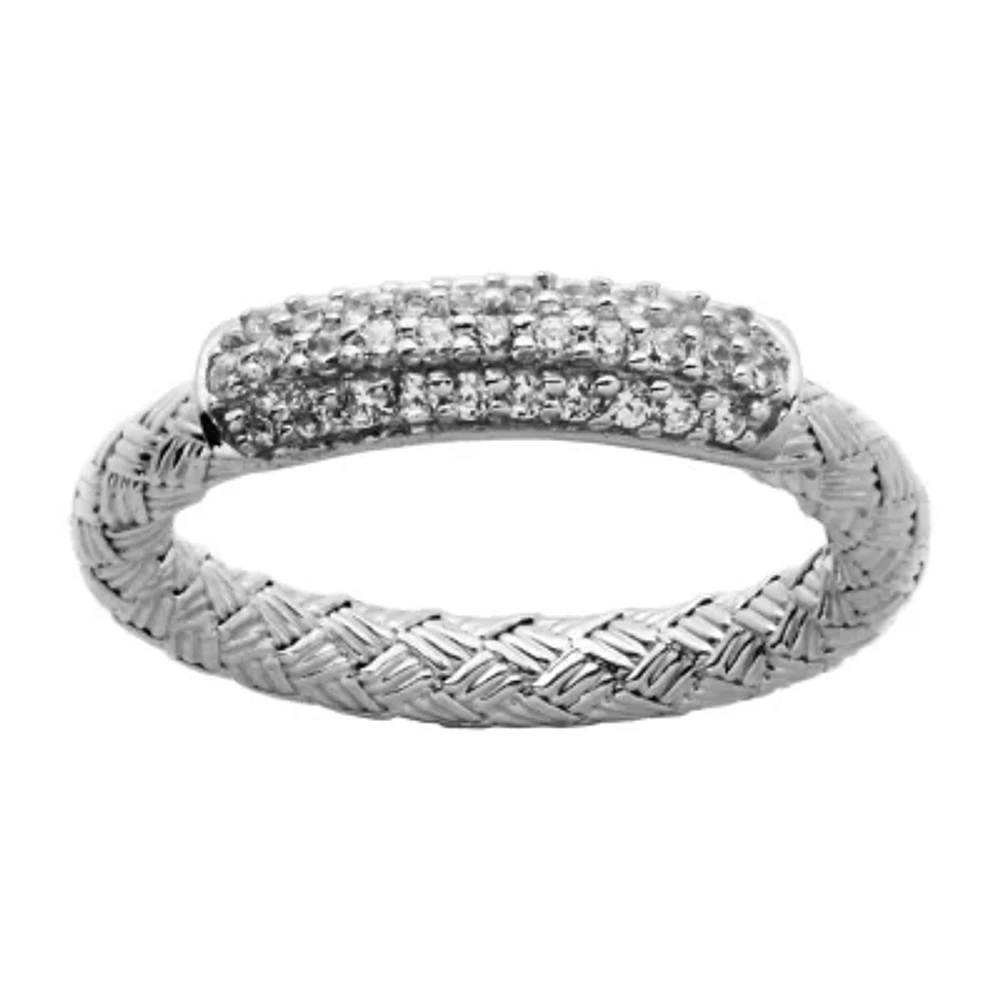 Paris 1901 By Charles Garnier Womens Cubic Zirconia Sterling Silver Band