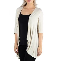 24/7 Comfort Apparel 3/4 Length Sleeve Open Cardigan