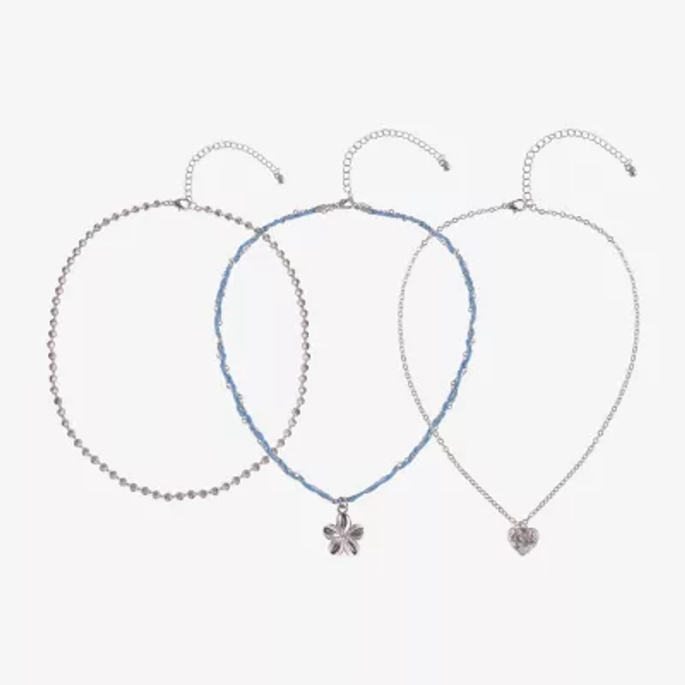 Arizona Silver Tone Girls Flower 18 Inch Pendant Necklace