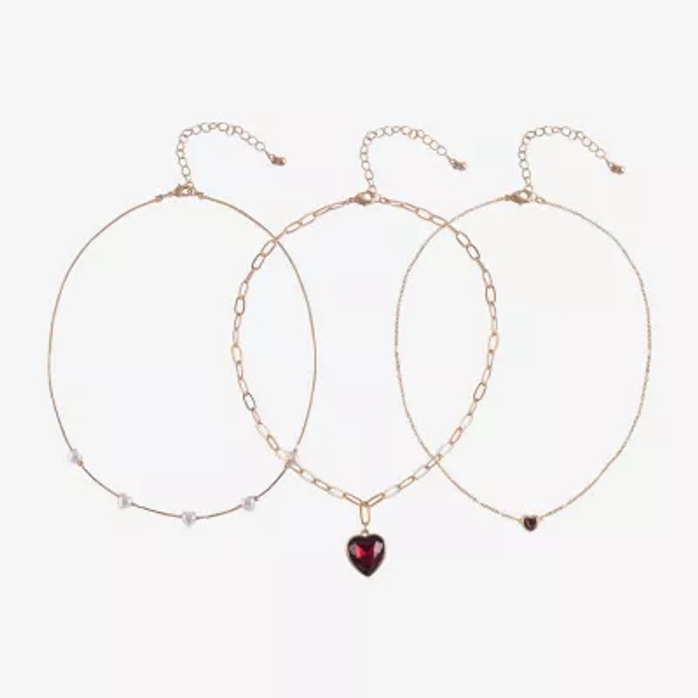 Arizona Gold Tone Girls Heart 3-pc. Necklace Set