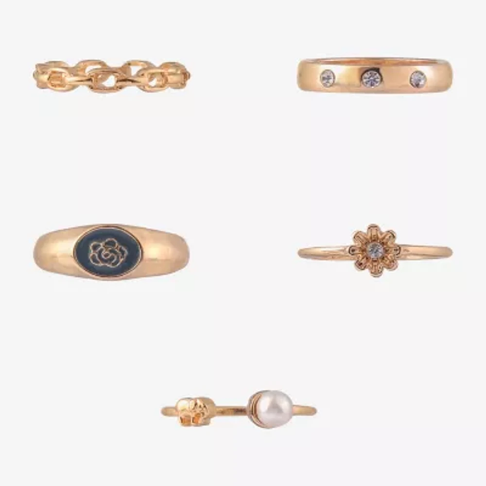 Arizona Gold Tone Womens Flower Ring Set