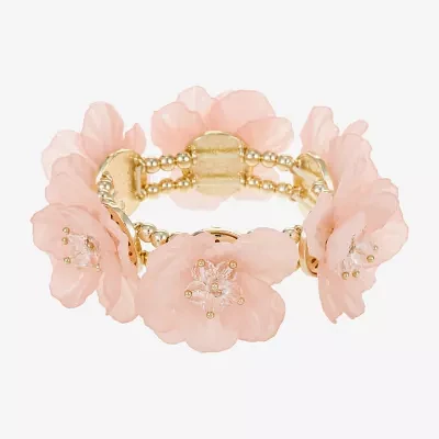 Bijoux Bar Gold Tone Womens Flower Stretch Bracelet