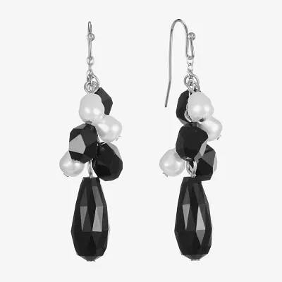 Mixit Silver Tone Womens Simulated Pearl Drop Earrings