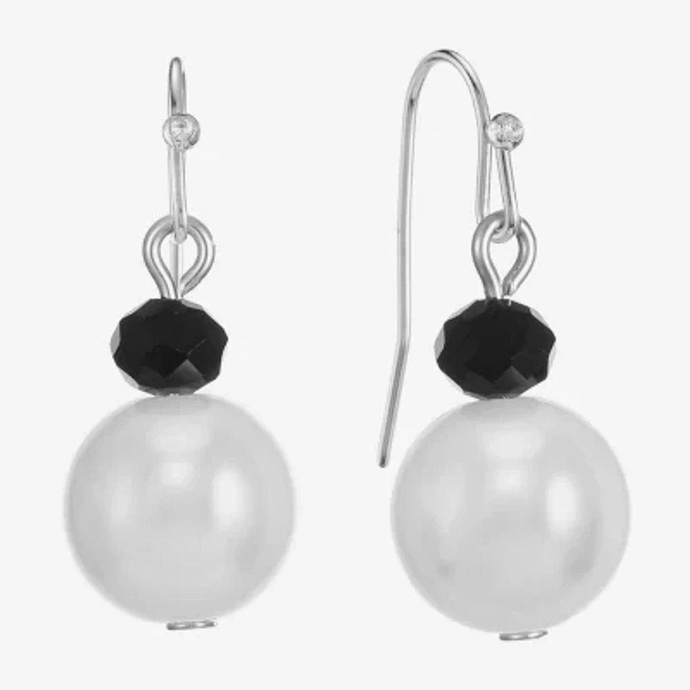 Mixit Silver Tone Womens Simulated Pearl Drop Earrings