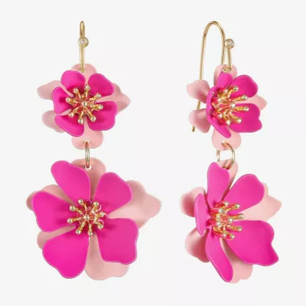 Liz Claiborne Double Womens Flower Drop Earrings