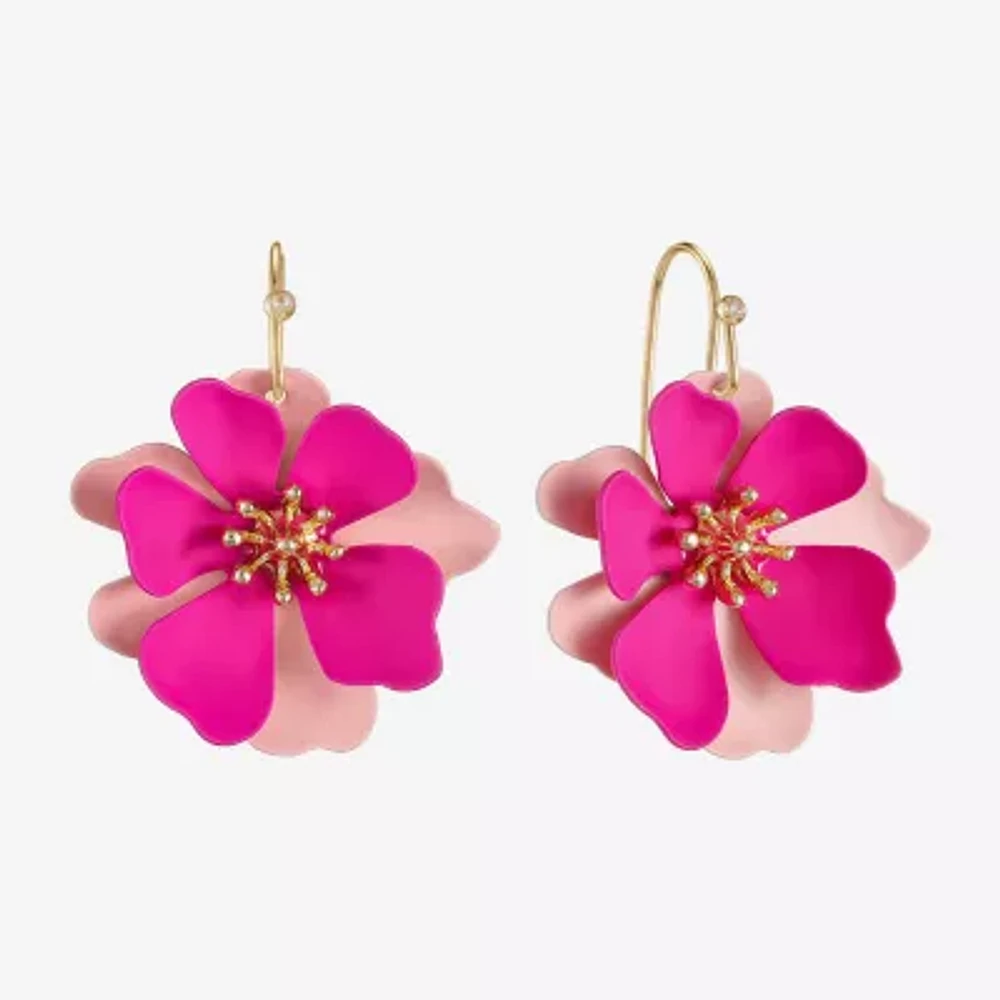 Liz Claiborne Womens Flower Drop Earrings