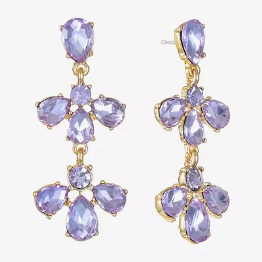 Monet Jewelry Womens Glass Flower Hypoallergenic Drop Earrings