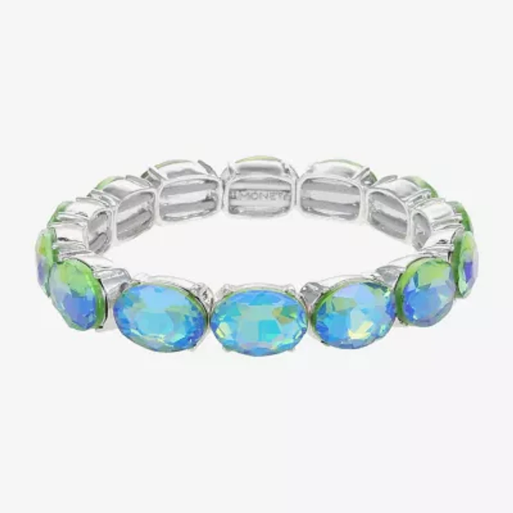 Monet Jewelry Womens Purple Glass Oval Stretch Bracelet