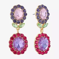 Monet Jewelry Gold Tone Womens Multi Color Glass Flower Hypoallergenic Drop Earrings