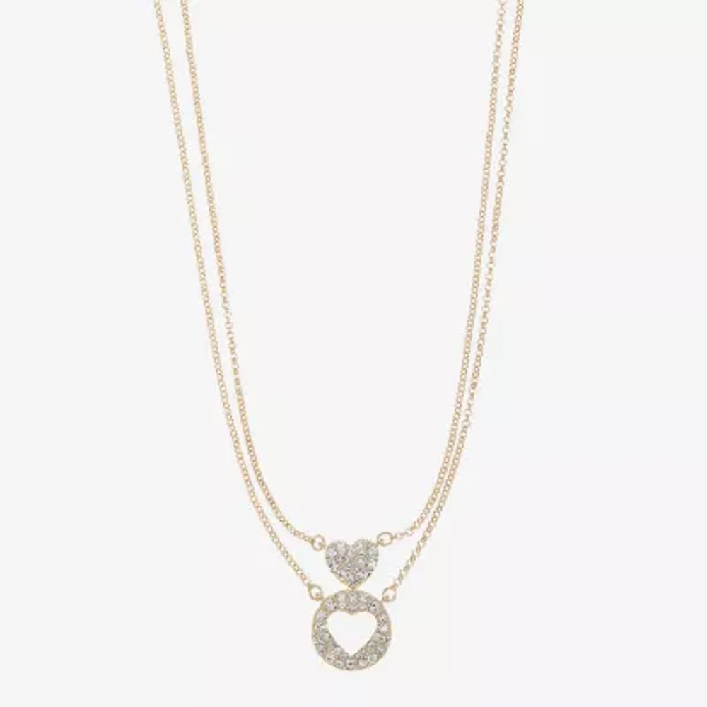 Liz Claiborne Womens Glass Heart 2-pc. Necklace Set