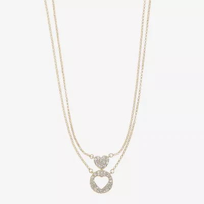 Liz Claiborne Womens Glass Heart 2-pc. Necklace Set