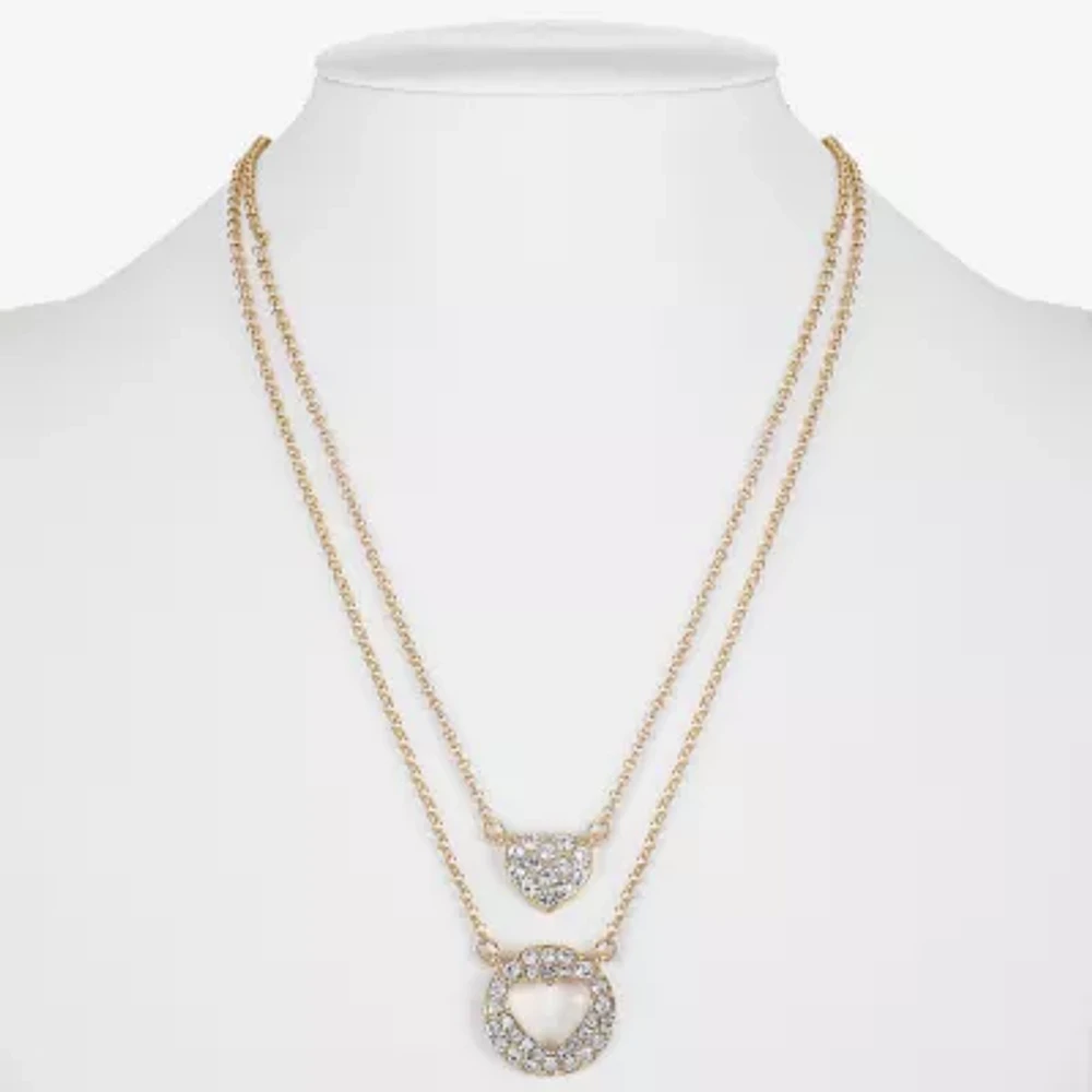 Liz Claiborne Womens Glass Heart 2-pc. Necklace Set