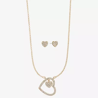 Liz Claiborne Womens Glass Heart Hypoallergenic 2-pc. Jewelry Set