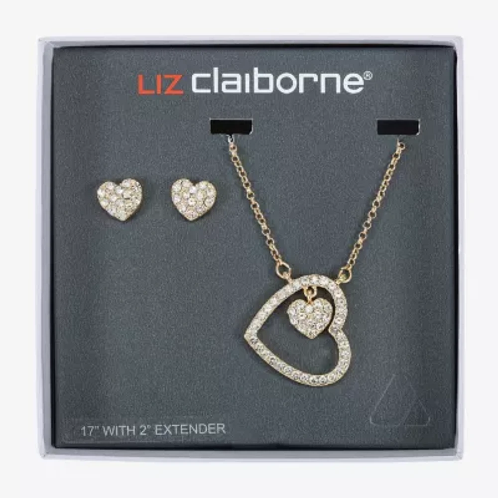 Liz Claiborne Womens Glass Heart Hypoallergenic 2-pc. Jewelry Set