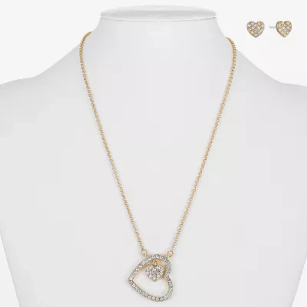 Liz Claiborne Womens Glass Heart Hypoallergenic 2-pc. Jewelry Set