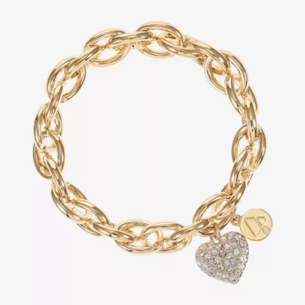 Liz Claiborne Womens Glass Heart Stretch Bracelet