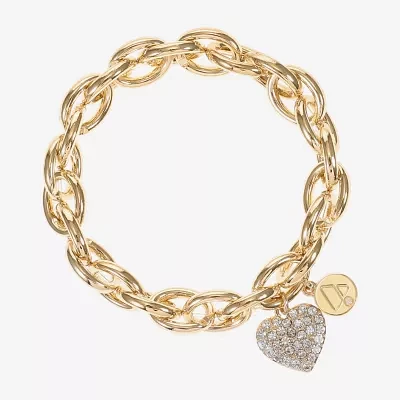 Liz Claiborne Womens Glass Heart Stretch Bracelet