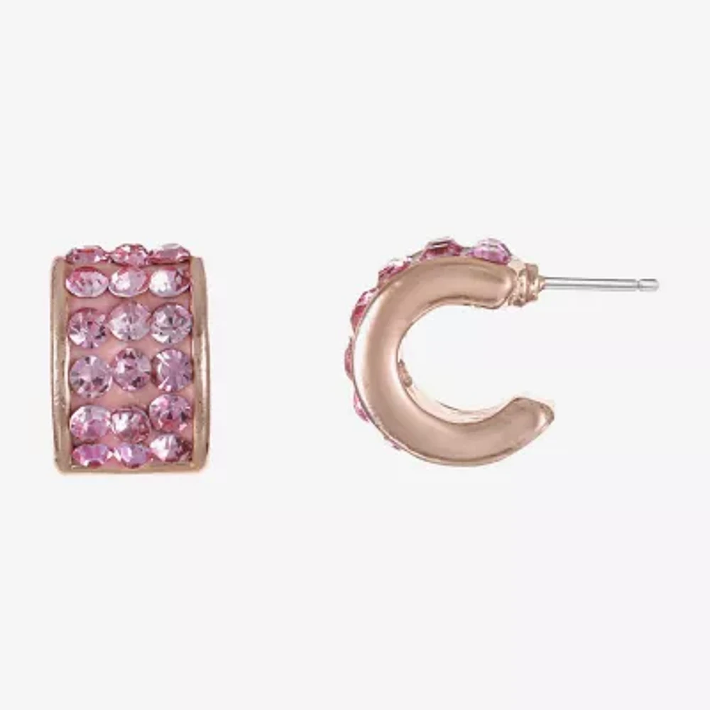 Monet Jewelry Womens Pink Glass 13mm Hypoallergenic Hoop Earrings