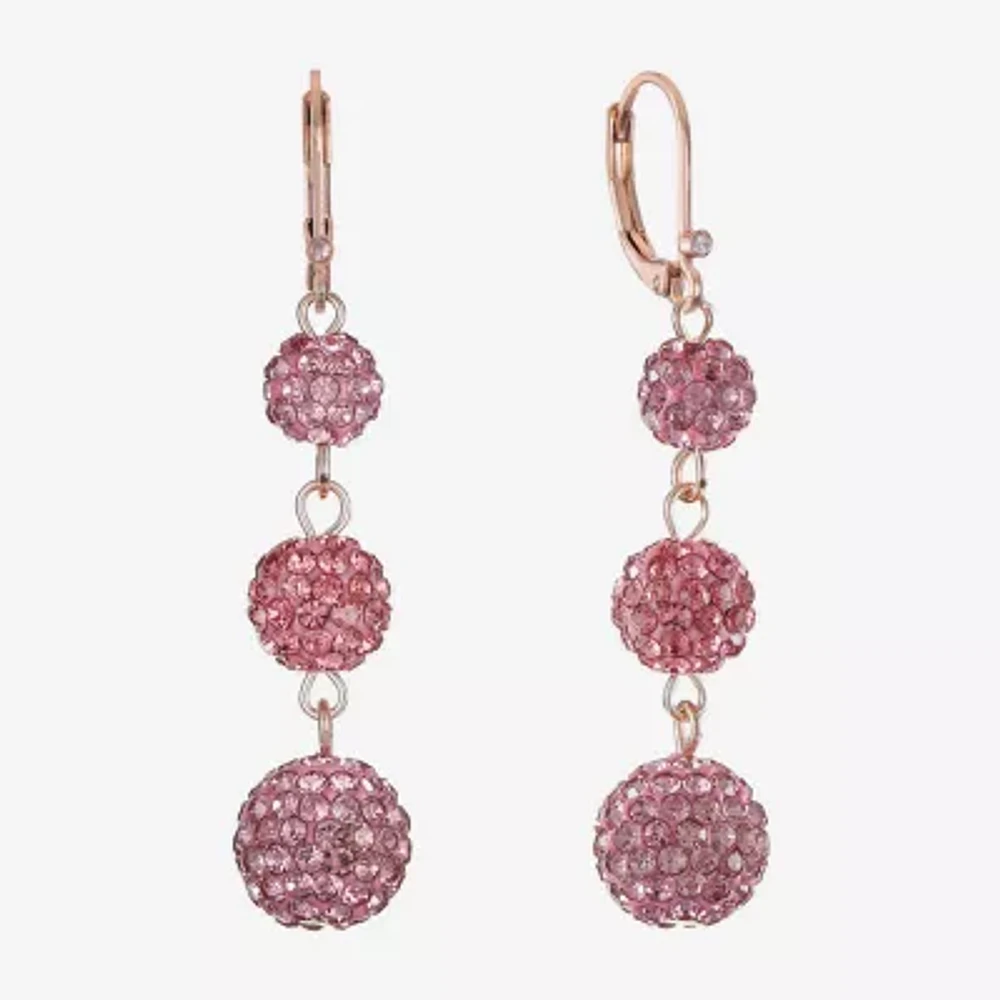 Monet Jewelry Womens Pink Glass Drop Earrings