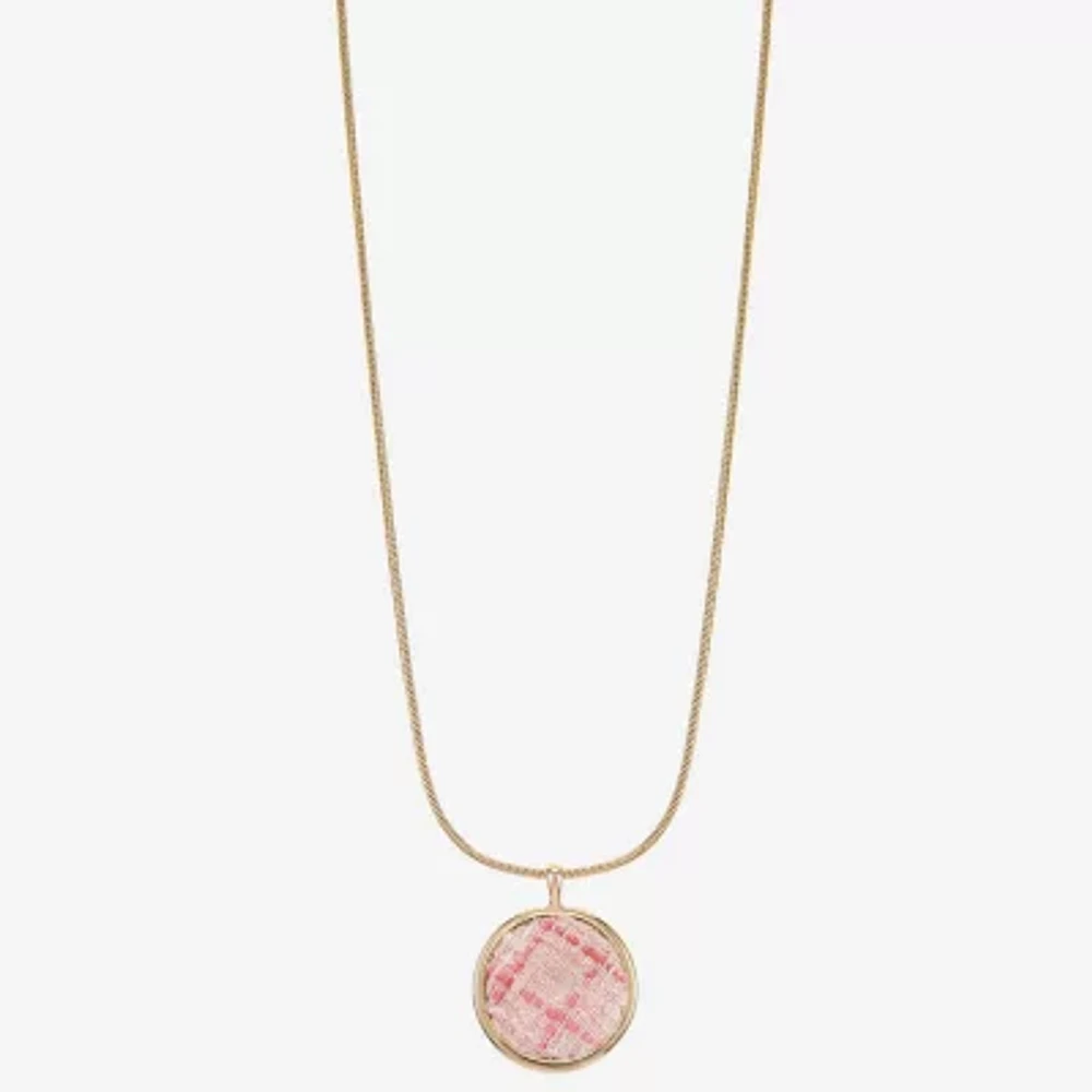 Monet Jewelry Gold Tone Tweed Womens Round 17 Inch Pendant Necklace