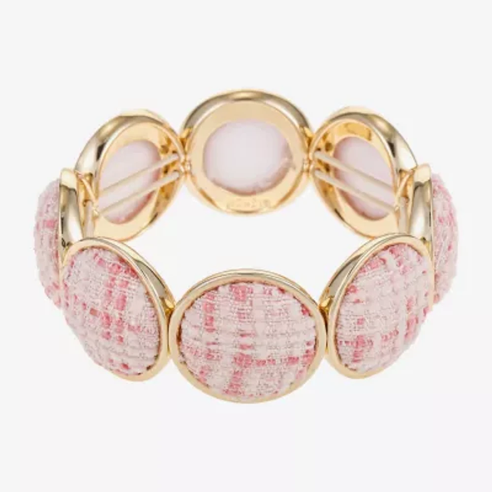 Monet Jewelry Gold Tone Tweed Womens Round Stretch Bracelet