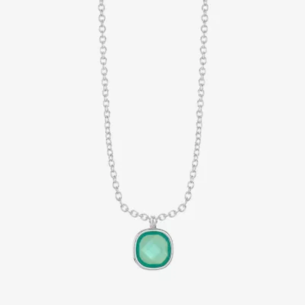 Monet Jewelry Womens Glass Cushion 17 Inch Pendant Necklace