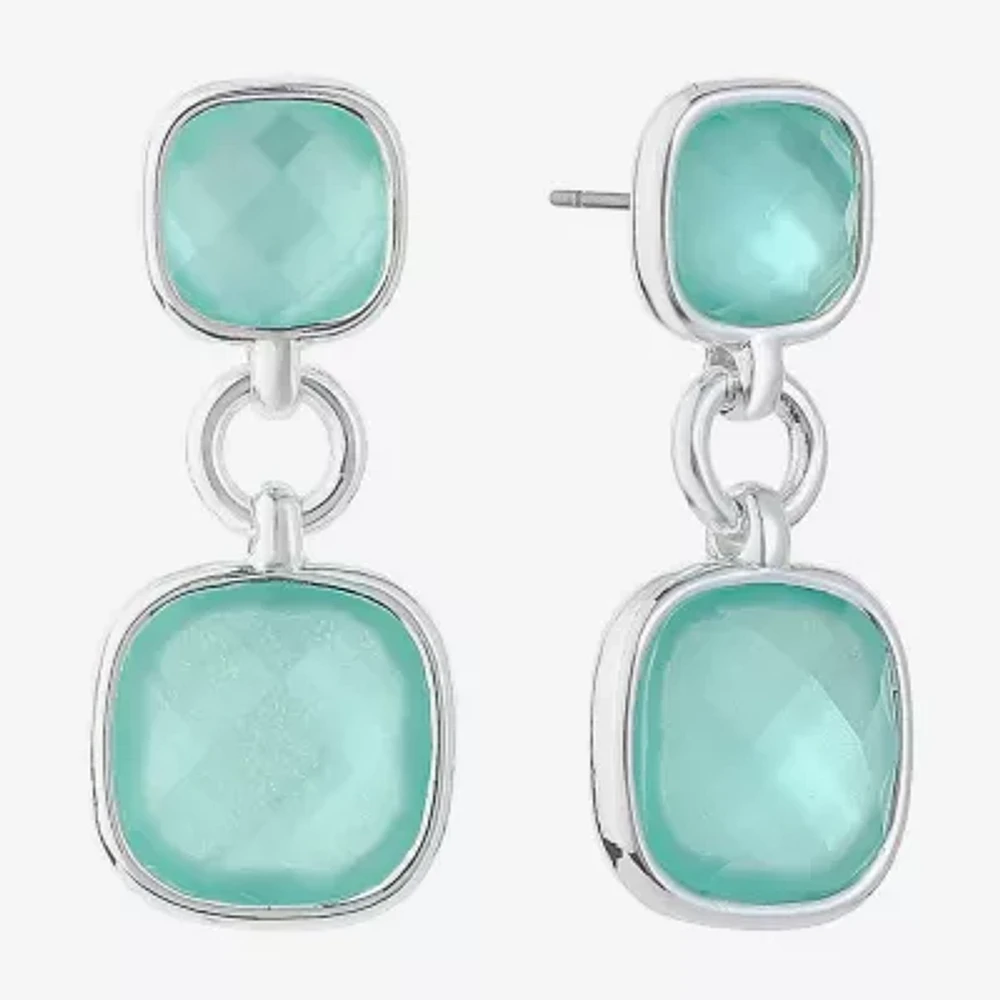 Monet Jewelry Womens Glass Cushion Hypoallergenic Drop Earrings