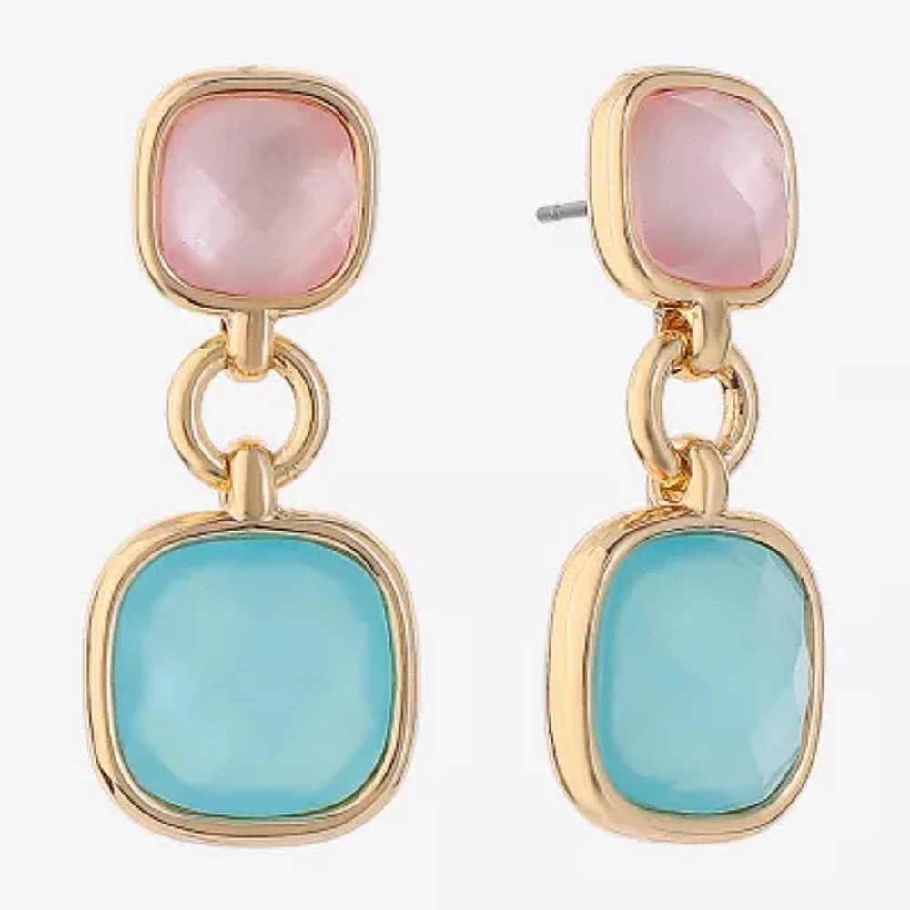 Monet Jewelry Womens Glass Cushion Hypoallergenic Drop Earrings