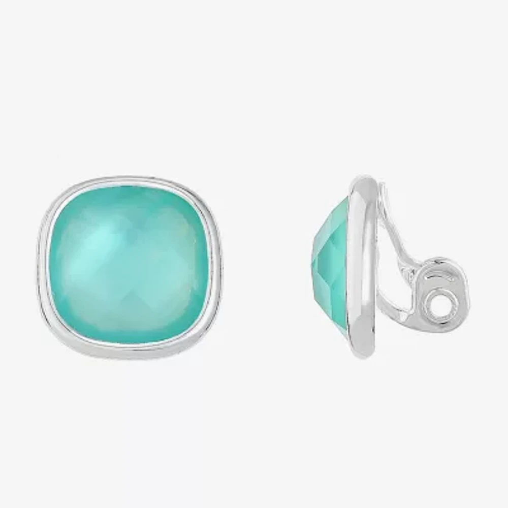 Monet Jewelry Womens Glass Cushion Clip On Earrings