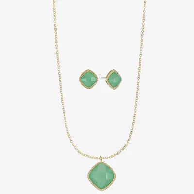 Liz Claiborne Pendant Necklace & Stud Earring Womens Square Cushion Hypoallergenic 2-pc. Jewelry Set