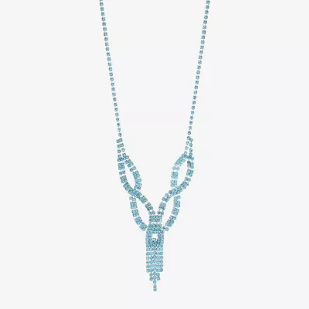 Monet Jewelry Timeless Silver Tone Womens Glass 17 Inch Y Necklace
