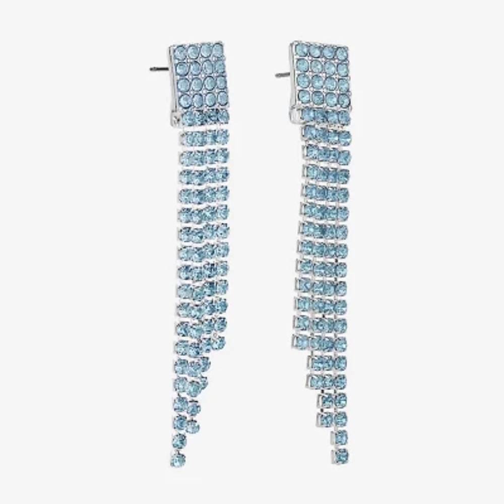 Monet Jewelry Timeless Silver Tone Womens Glass Hypoallergenic Chandelier Earrings