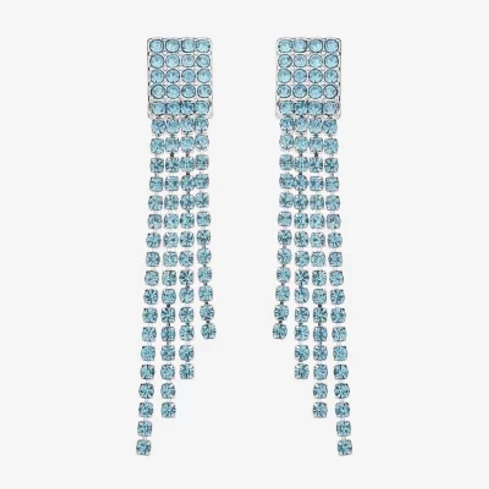 Monet Jewelry Timeless Silver Tone Womens Glass Hypoallergenic Chandelier Earrings