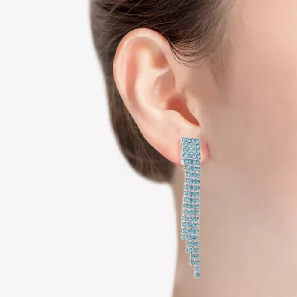 Monet Jewelry Timeless Silver Tone Womens Glass Hypoallergenic Chandelier Earrings