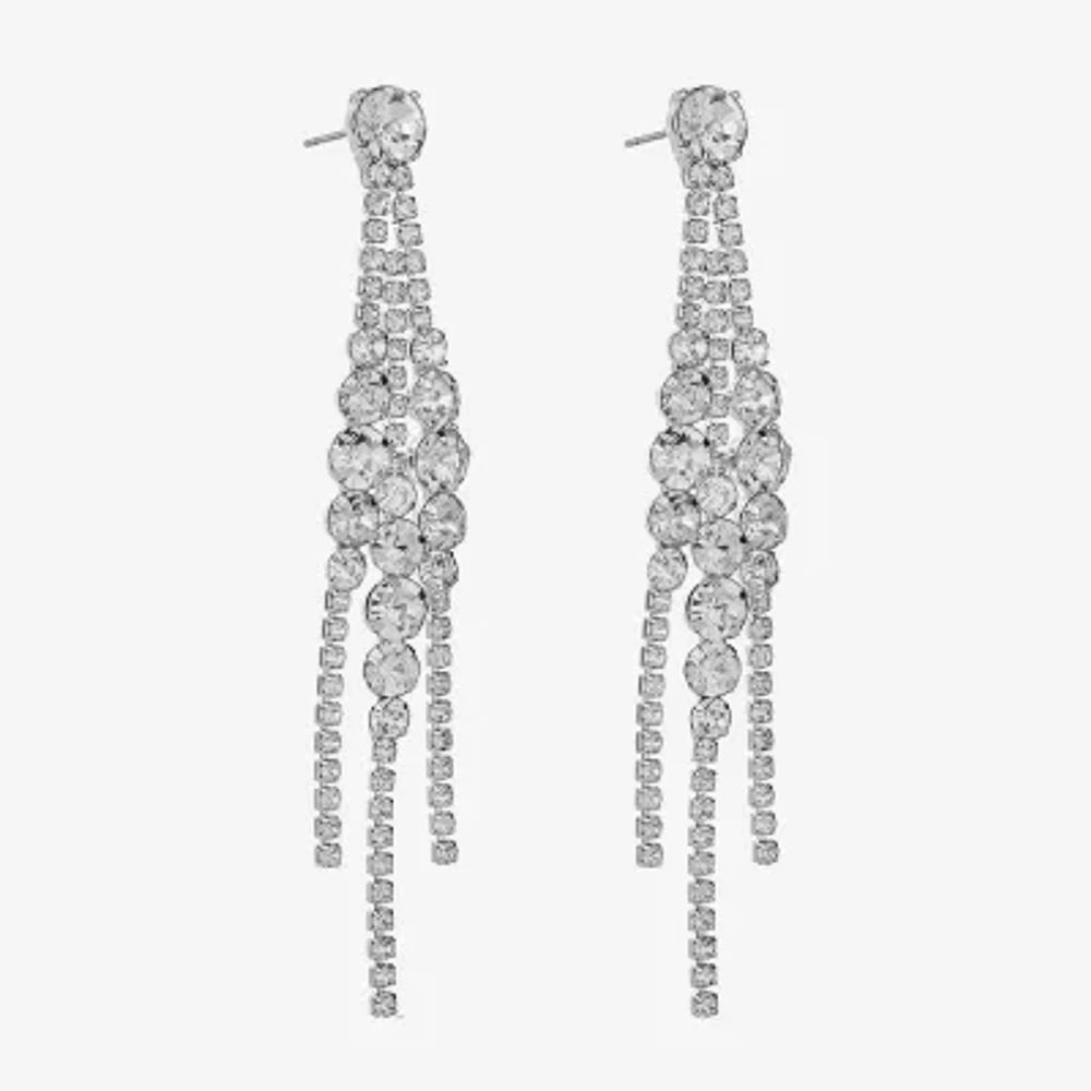 Monet Jewelry Timeless Silver Tone Womens Glass Hypoallergenic Chandelier Earrings