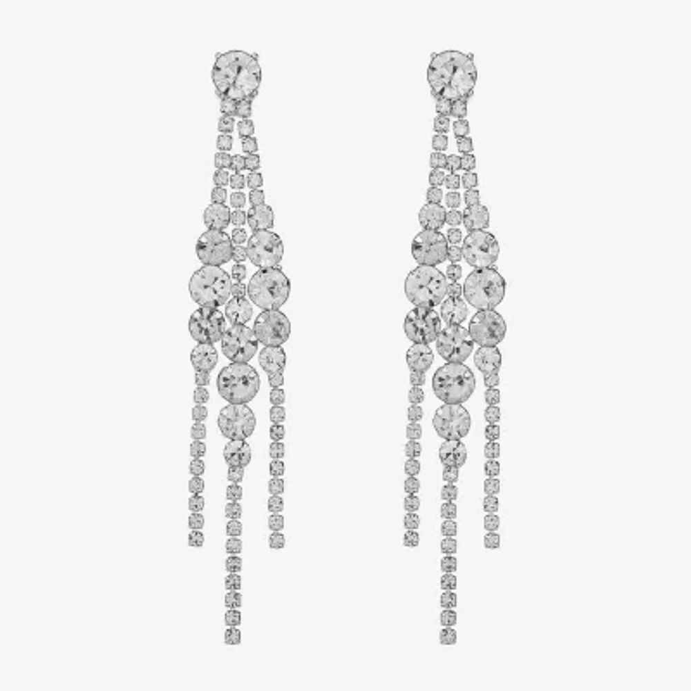 Monet Jewelry Timeless Silver Tone Womens Glass Hypoallergenic Chandelier Earrings