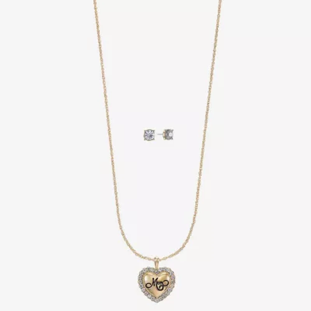 Monet Jewelry Gold Tone Mom Womens Glass Heart 2-pc. Jewelry Set