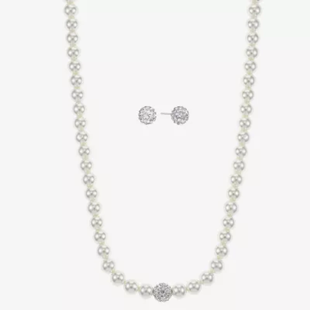 Monet Jewelry Gold Tone Womens White Glass Simulated Pearl Round 2-pc. Jewelry Set