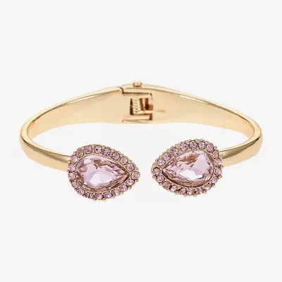 Monet Jewelry Gold Tone Womens Pink Glass Pear Bangle Bracelet