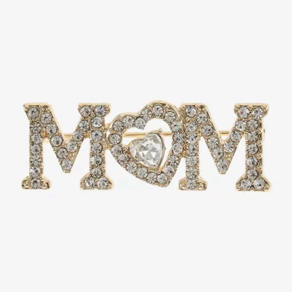 Monet Jewelry Gold Tone Mom Glass Brooch