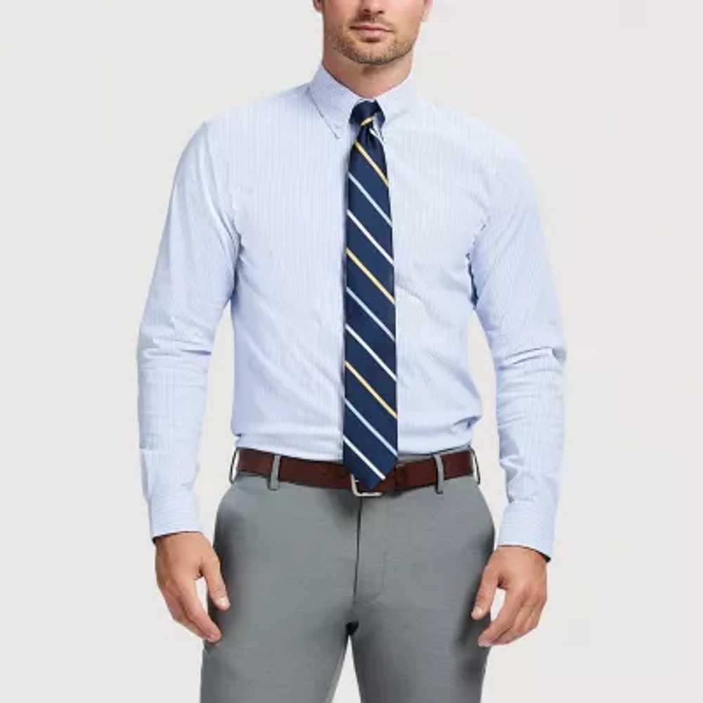 IZOD Cool Fx Mens Slim Fit Easy Care Wrinkle Free Long Sleeve Dress Shirt