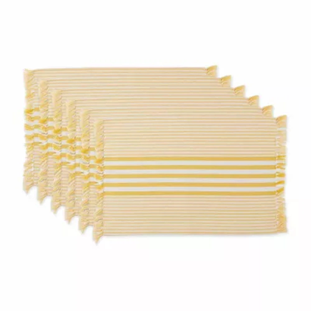 Design Imports Deep Yellow Stripes With Fringe 6-pc. Placemat