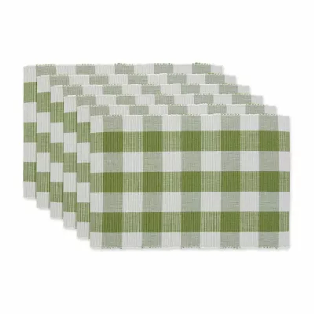 Design Imports Antique Green Buffalo Check Ribbed 6-pc. Placemat