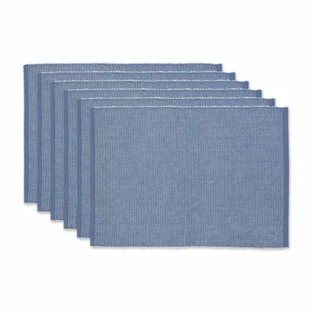 Design Imports Stonewash Blue/White 2-Tone Ribbed 6-pc. Placemat